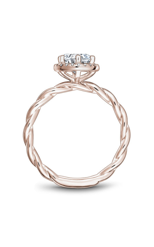 14K Rose Gold Halo Round Engagement Ring