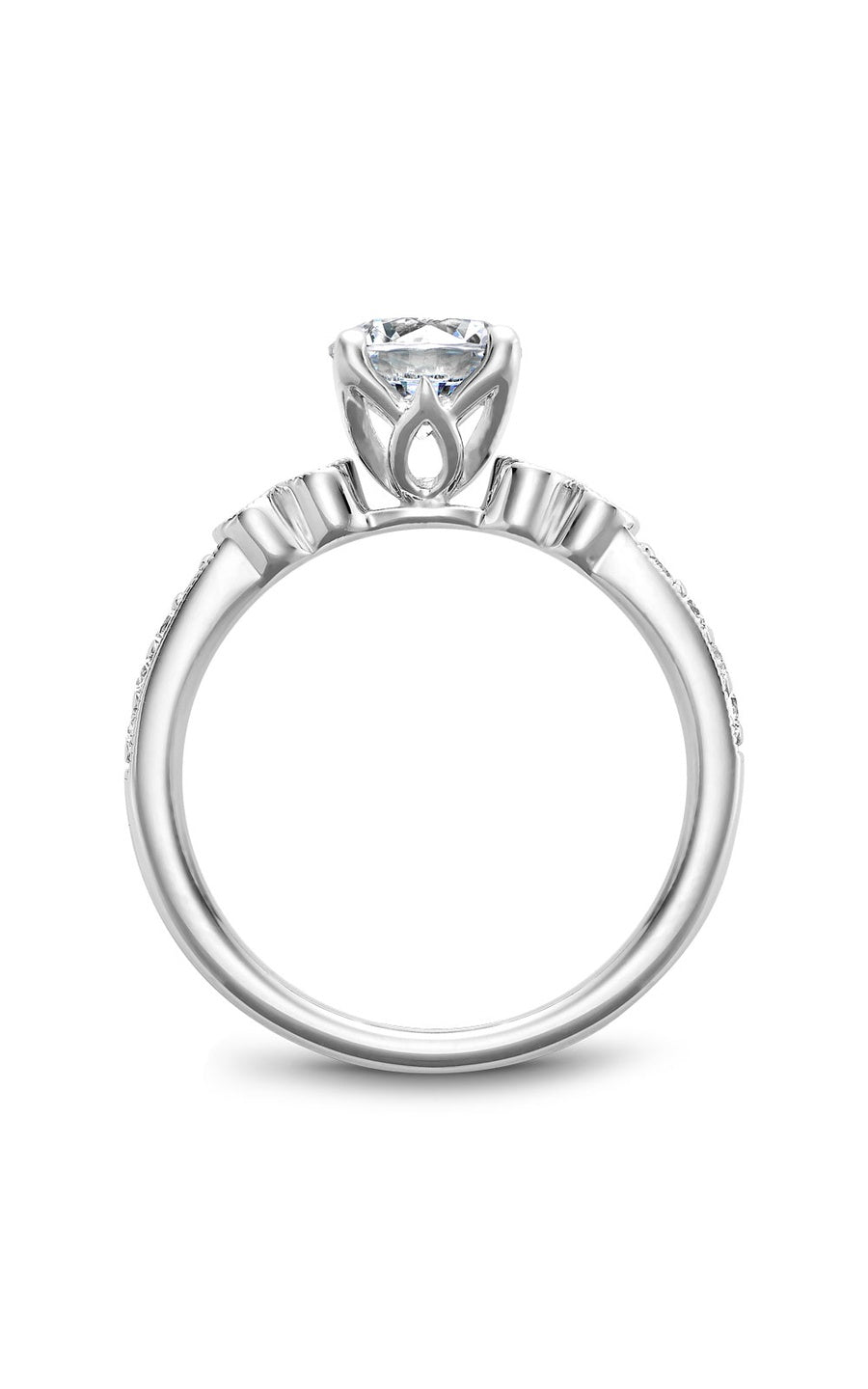 18K White Gold Sidestone Round Engagement Ring