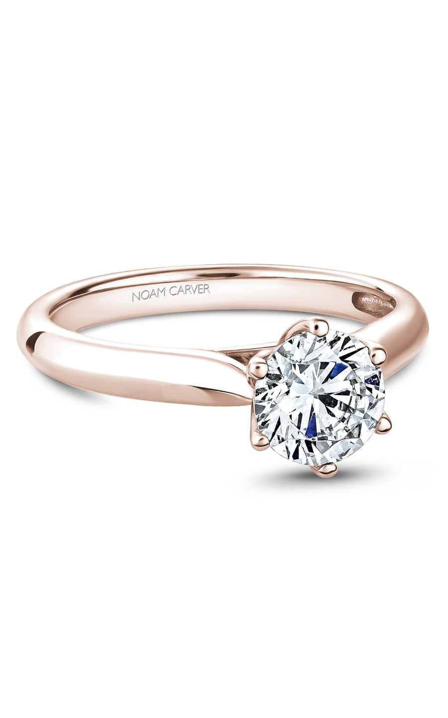 18K Rose Gold Solitaire Round Engagement Ring