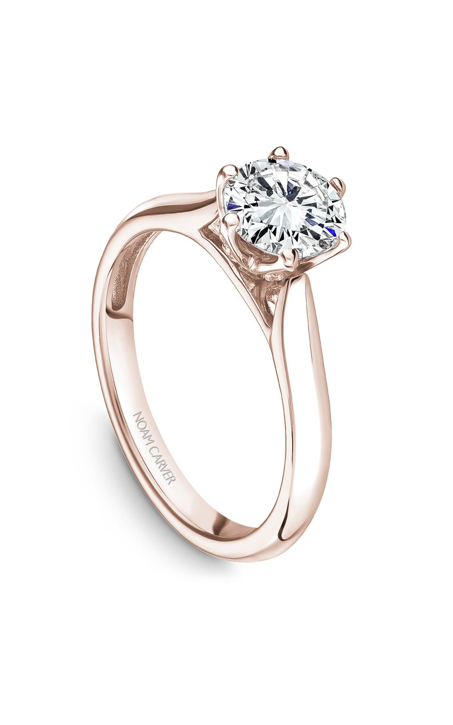 18K Rose Gold Solitaire Round Engagement Ring