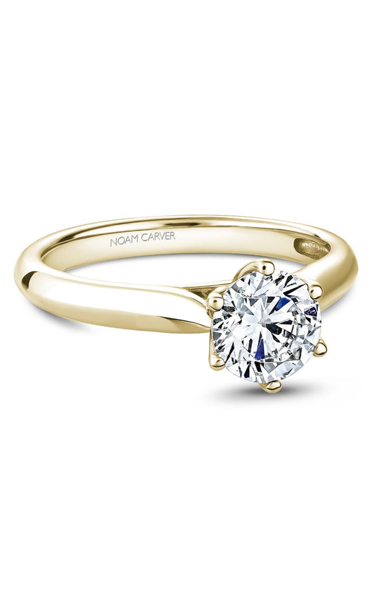 18K Yellow Gold Solitaire Round Engagement Ring