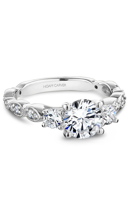 Platinum Three Stone Round Engagement Ring