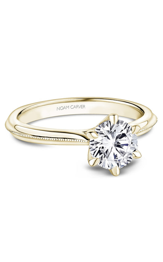 14K Yellow Gold Solitaire Round Engagement Ring