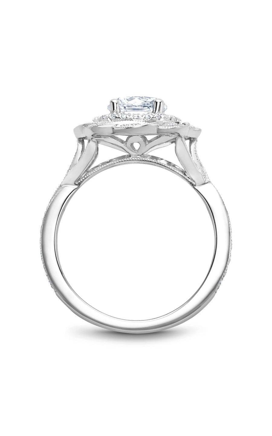 14K White Gold Halo Round Engagement Ring
