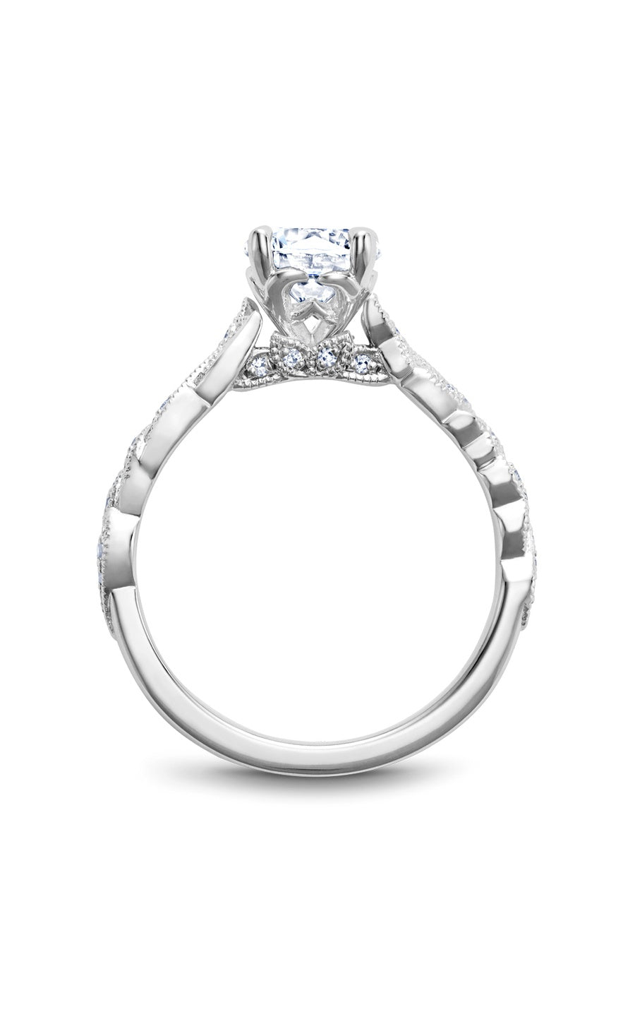 14K White Gold Sidestone Round Engagement Ring
