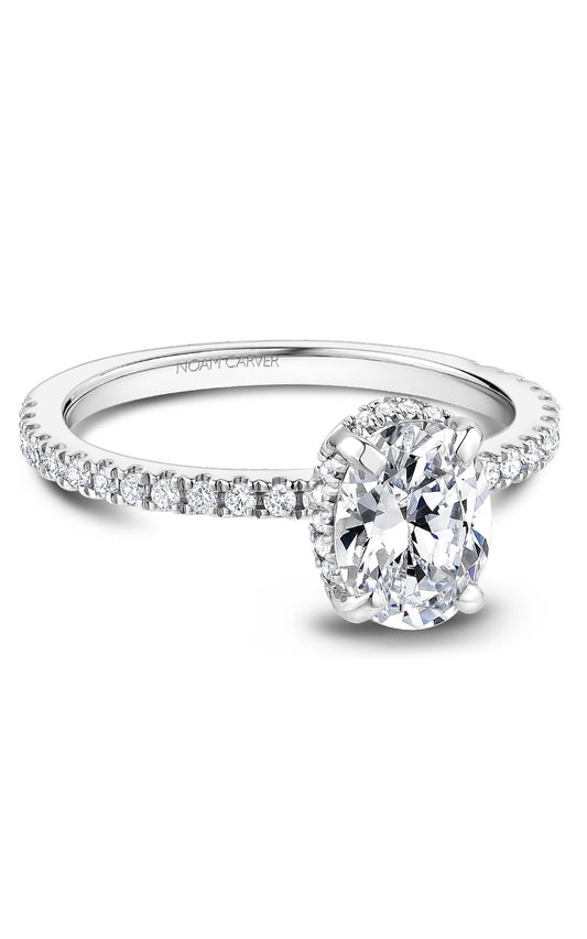 18K White Gold Halo Oval Engagement Ring