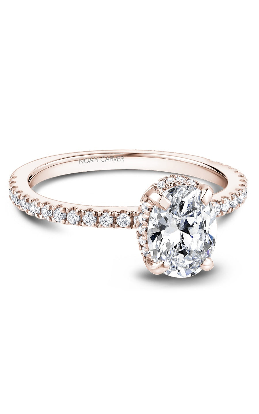 18K Rose Gold Halo Oval Engagement Ring