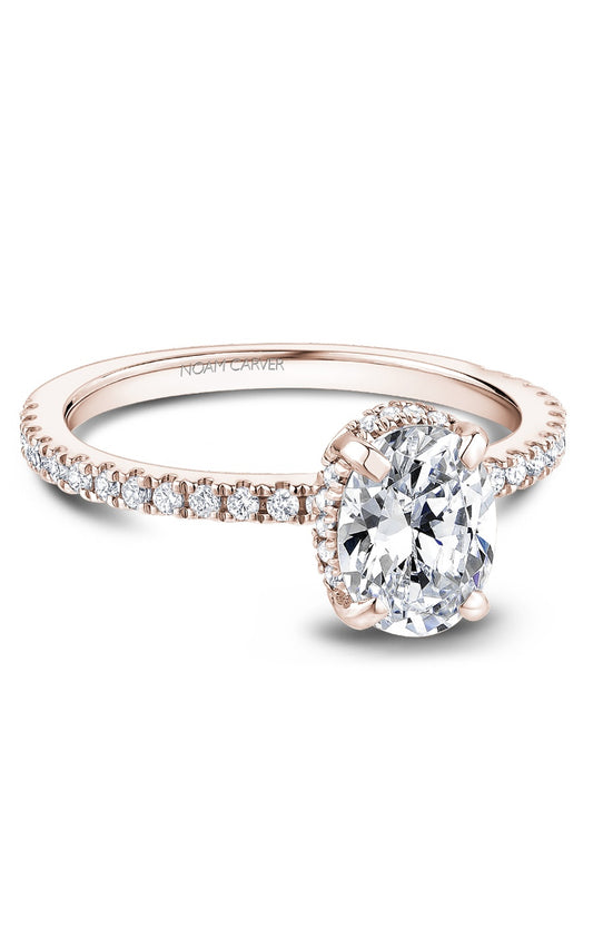 18K Rose Gold Halo Oval Engagement Ring