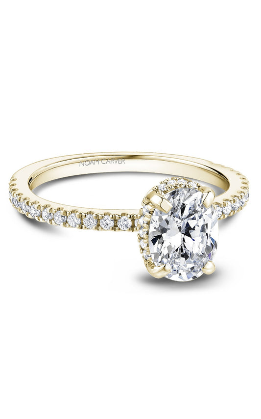 14K Yellow Gold Halo Oval Engagement Ring
