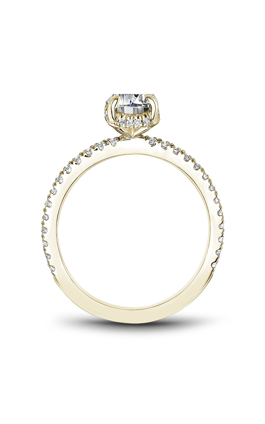 18K Yellow Gold Halo Oval Engagement Ring