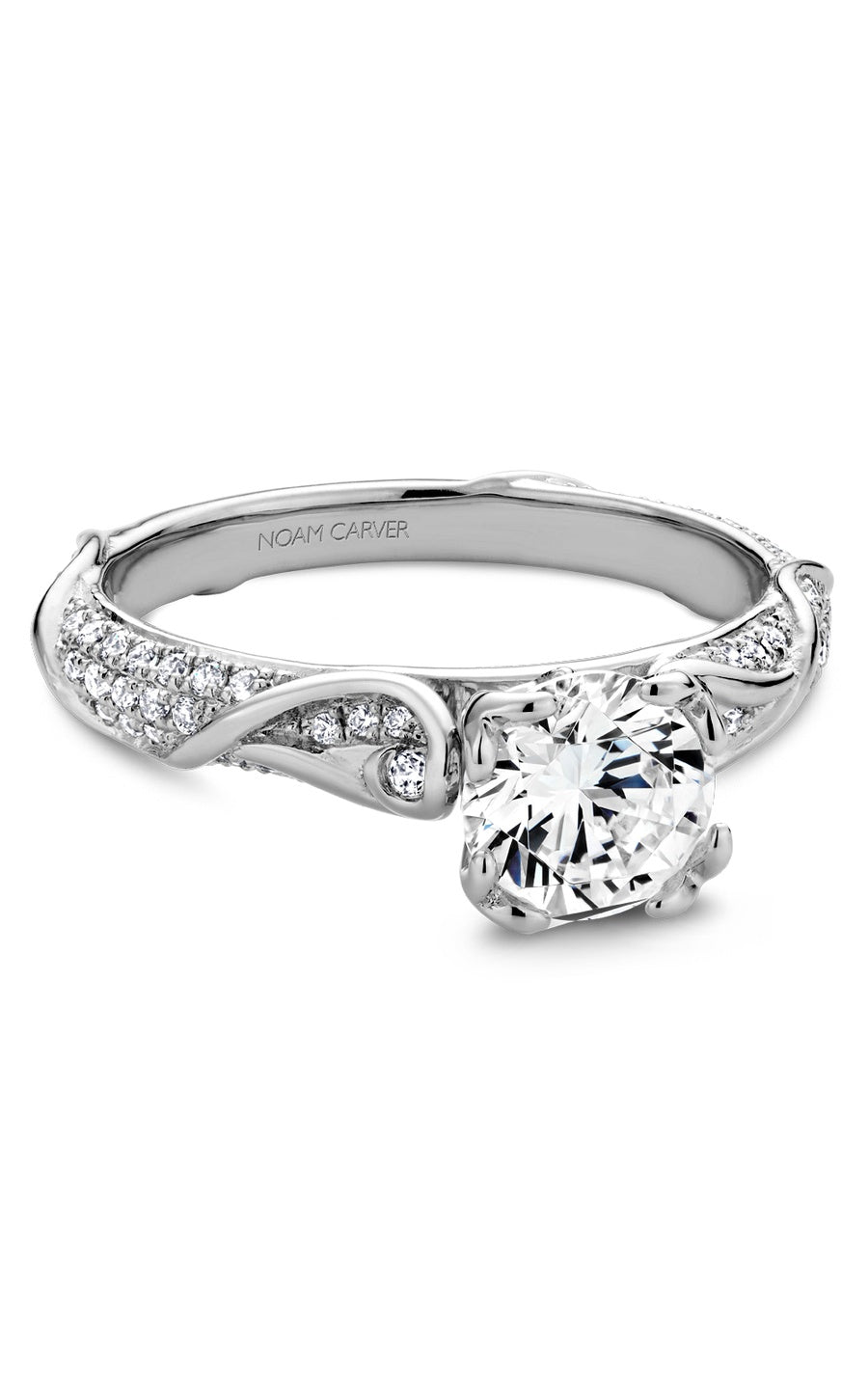 Platinum Sidestone Round Engagement Ring
