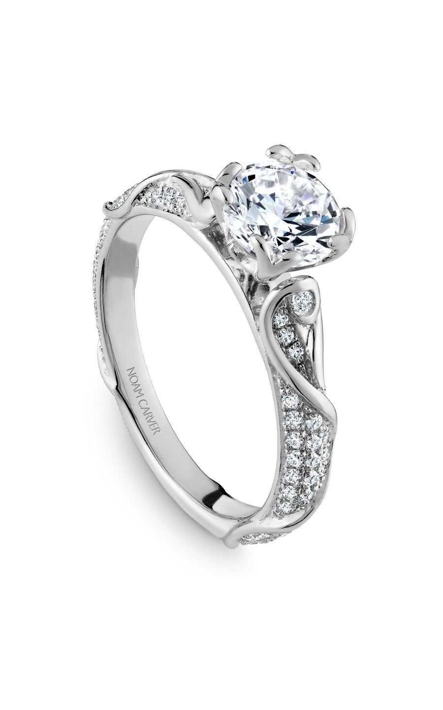 Platinum Sidestone Round Engagement Ring