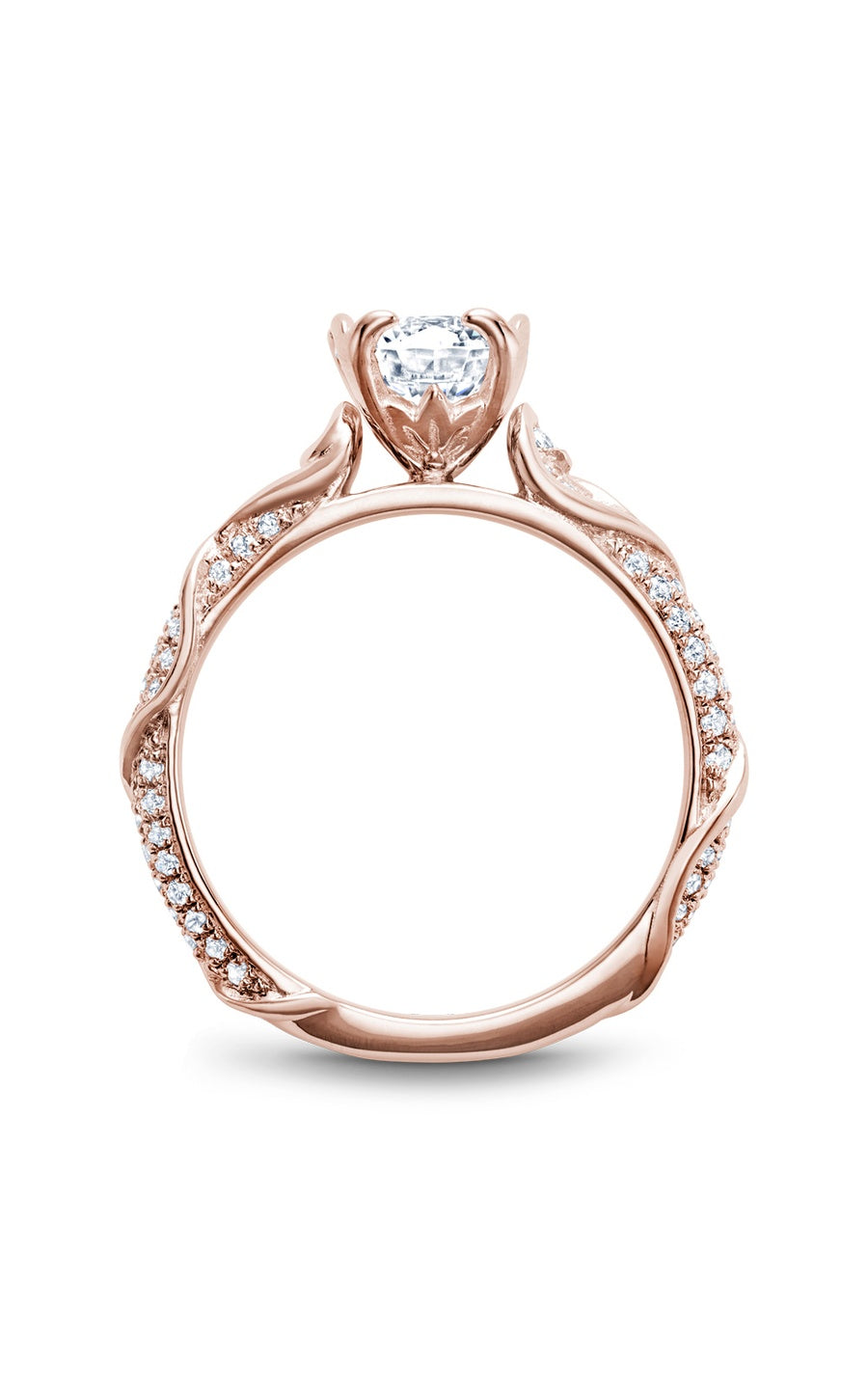 18K Rose Gold Sidestone Round Engagement Ring
