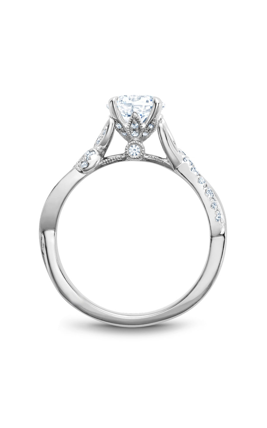 18K White Gold Sidestone Round Engagement Ring