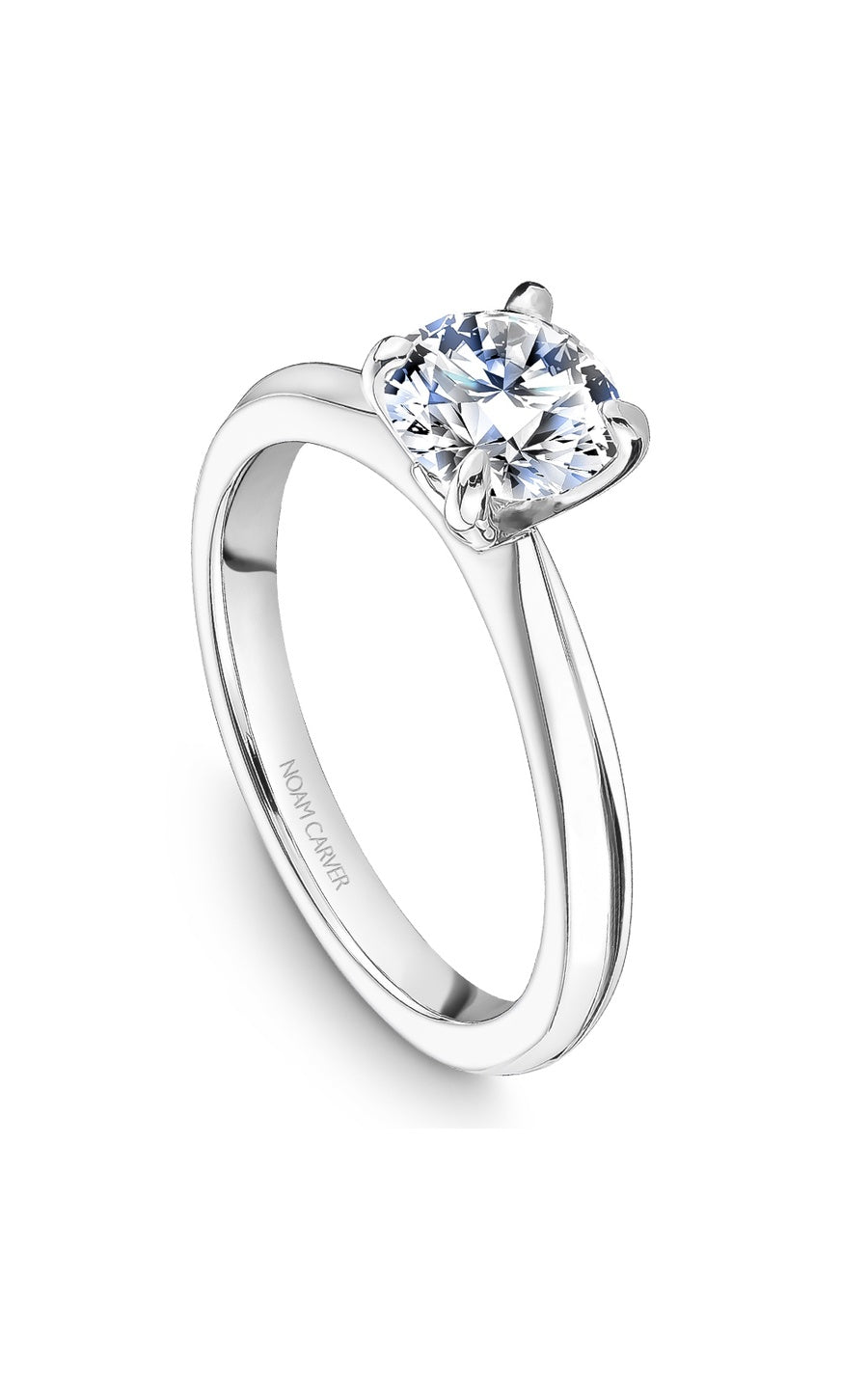 14K White Gold Solitaire Round Engagement Ring