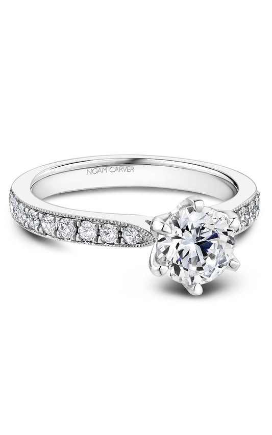 14K White Gold Round Engagement Ring