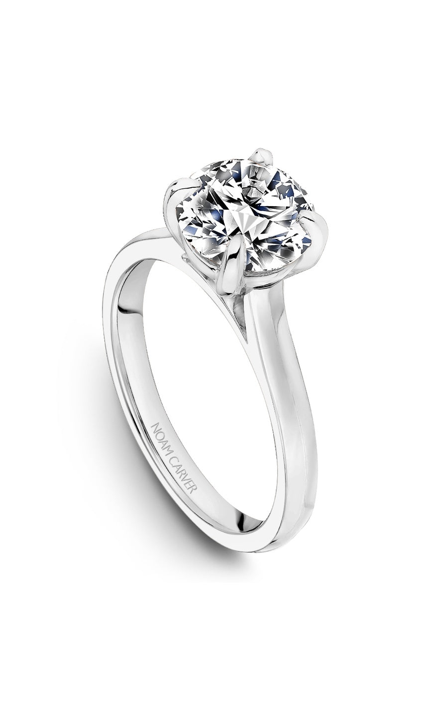 14K White Gold Solitaire Round Engagement Ring