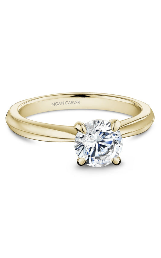 18K Yellow Gold Solitaire Round Engagement Ring