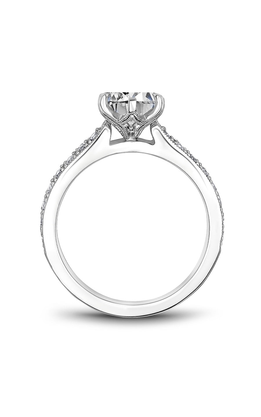 18K White Gold Sidestone Round Engagement Ring