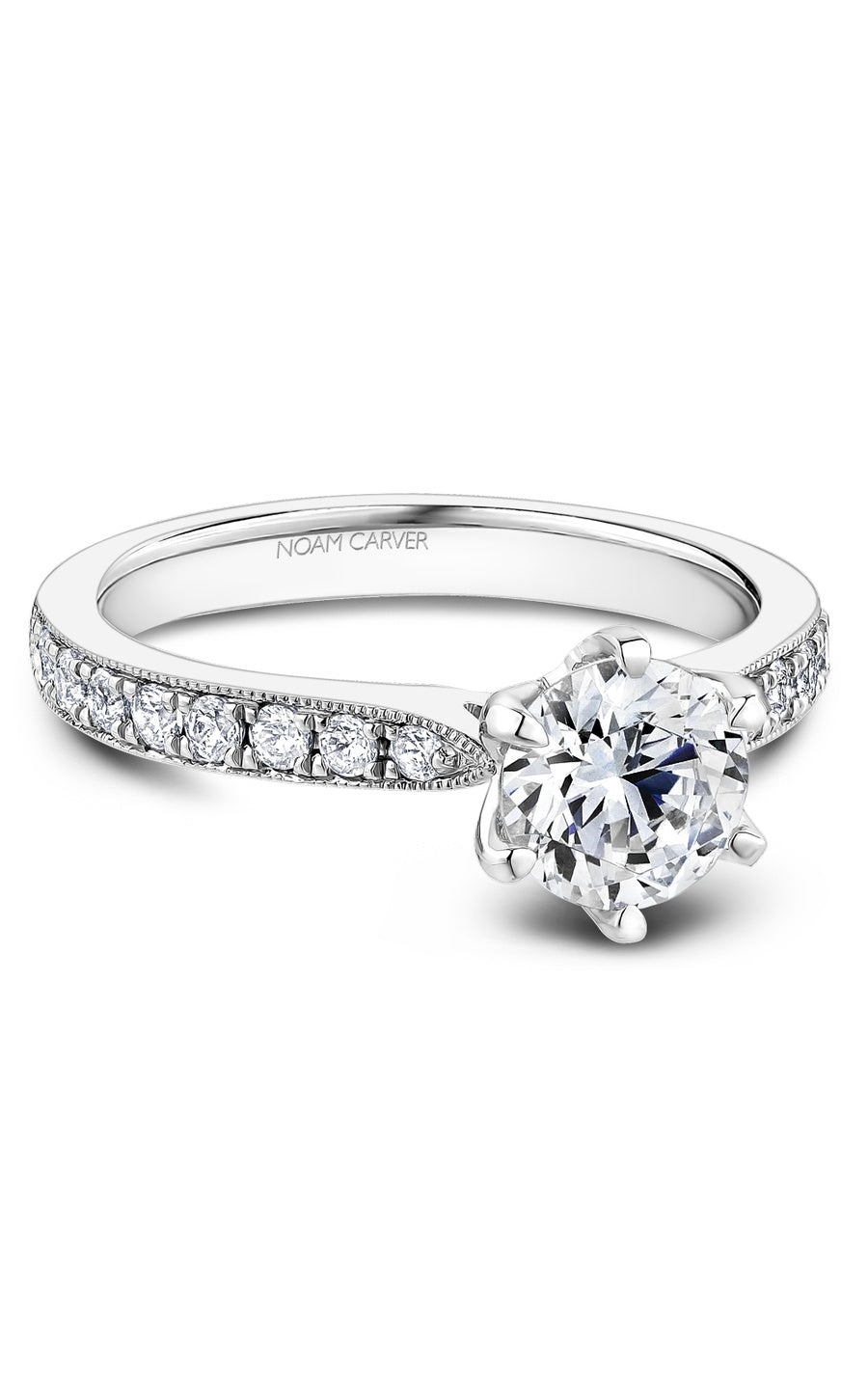 Platinum Sidestone Round Engagement Ring