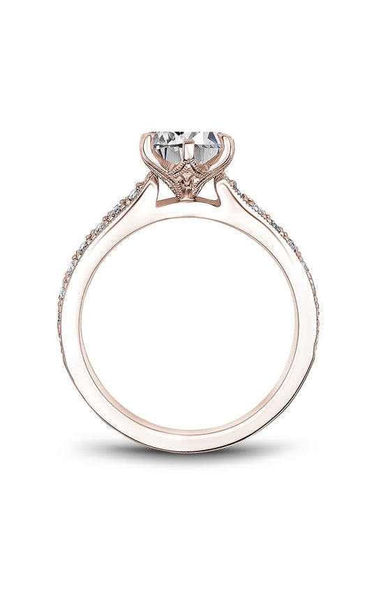 14K Rose Gold Sidestone Round Engagement Ring