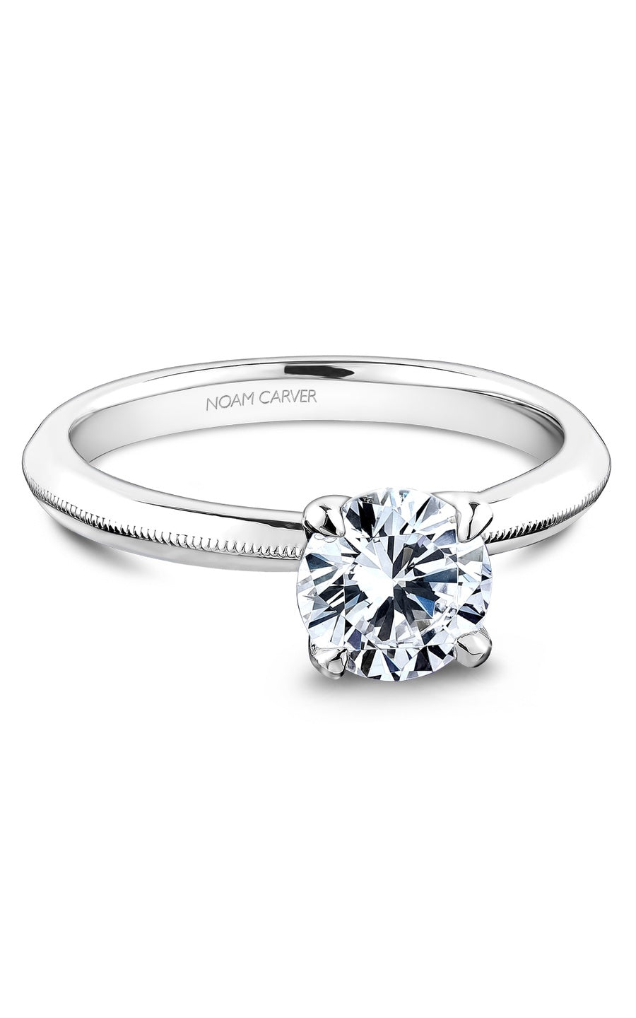 18K White Gold Solitaire Round Engagement Ring