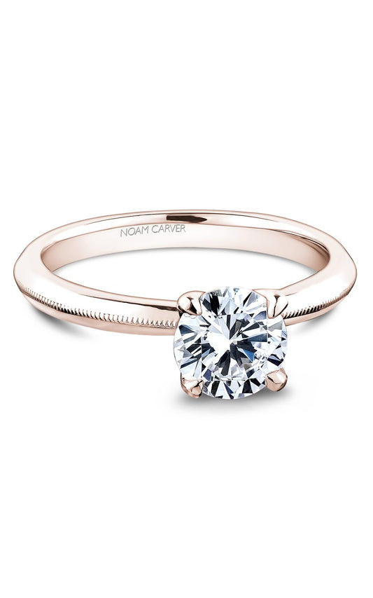 18K Rose Gold Solitaire Round Engagement Ring