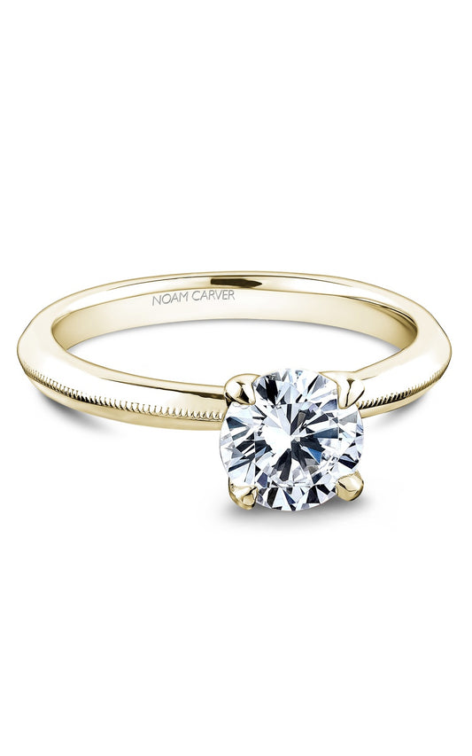 14K Yellow Gold Solitaire Round Engagement Ring