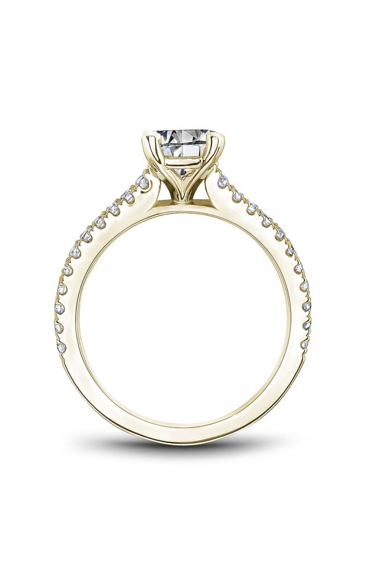 18K Yellow Gold Sidestone Round Engagement Ring