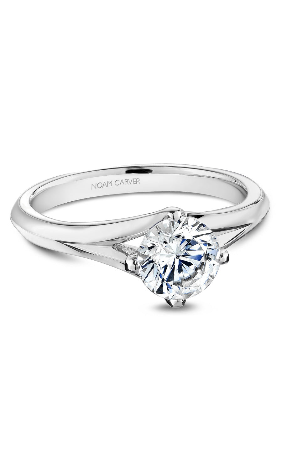 18K White Gold Solitaire Round Engagement Ring