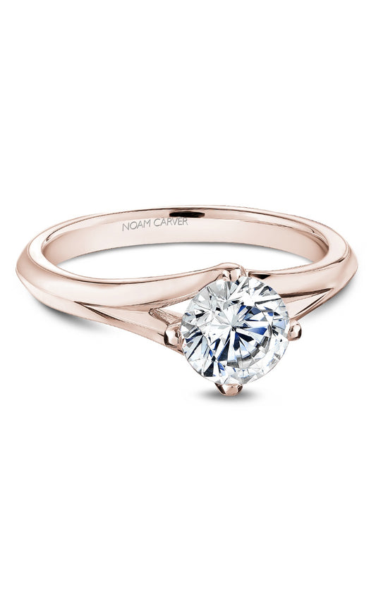 18K Rose Gold Solitaire Round Engagement Ring
