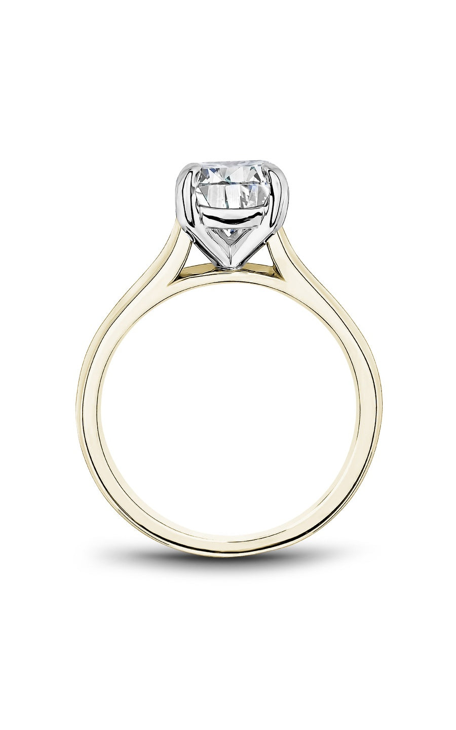 18K White Gold and 18K Yellow Gold Solitaire Round Engagement Ring