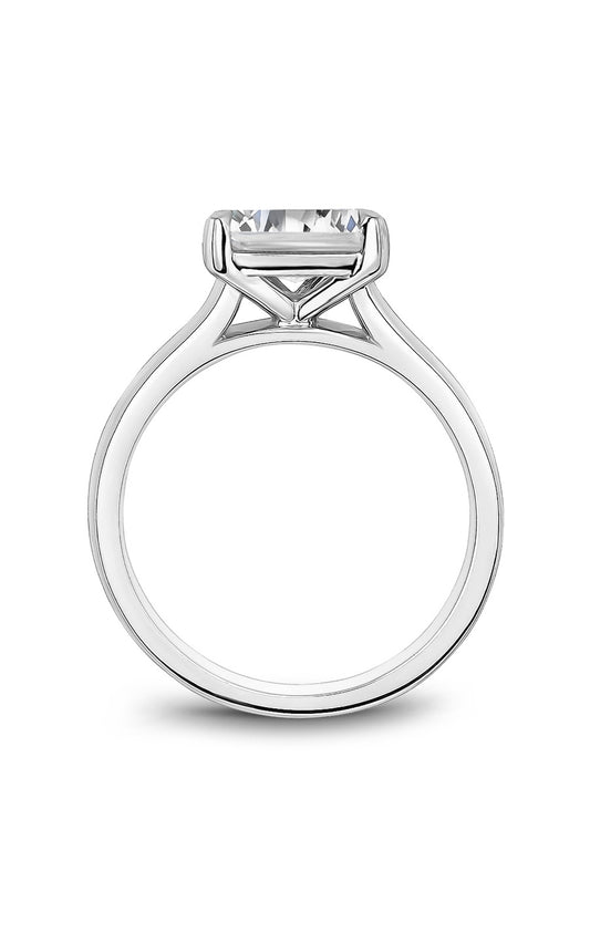 14K White Gold Solitaire Emerald Engagement Ring