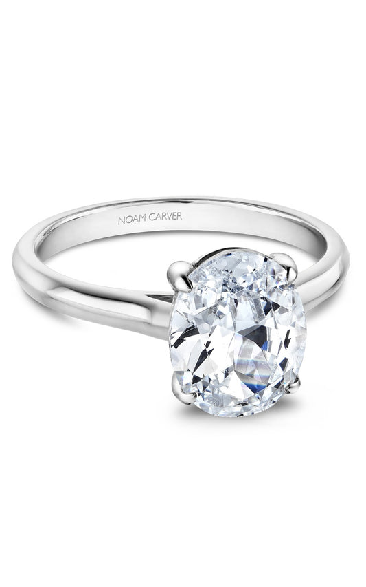 14K White Gold Solitaire Oval Engagement Ring