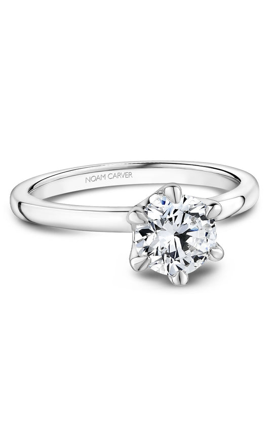 14K White Gold Solitaire Round Engagement Ring
