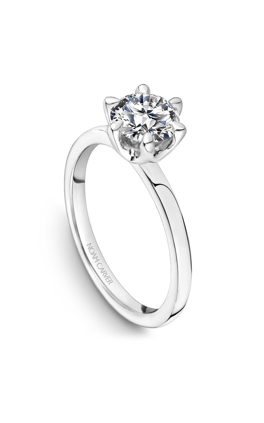 14K White Gold Solitaire Round Engagement Ring