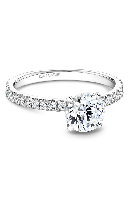 14K White Gold Round Engagement Ring