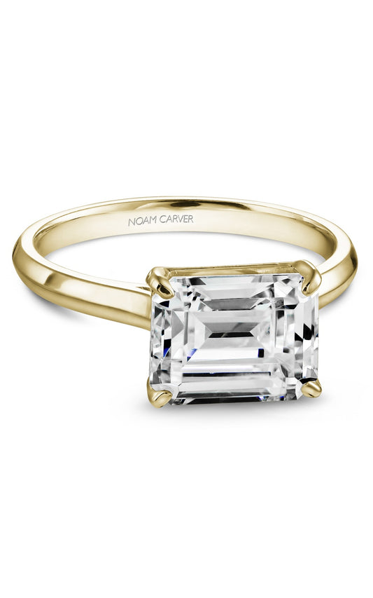 14K Yellow Gold Solitaire Emerald Engagement Ring