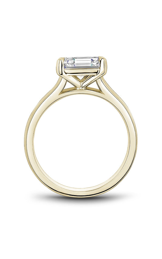 14K Yellow Gold Solitaire Emerald Engagement Ring
