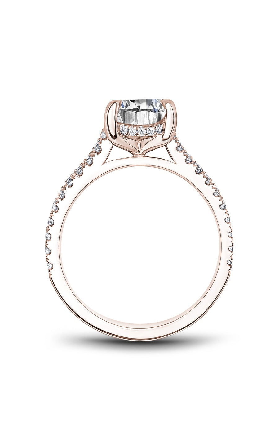 18K Rose Gold Sidestone Oval Engagement Ring