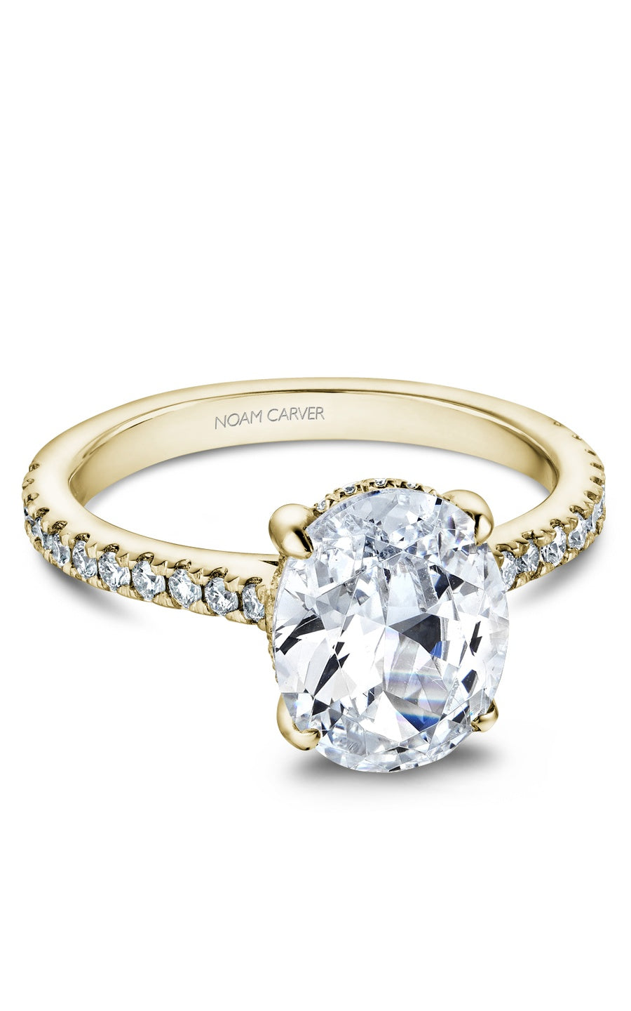 18K Yellow Gold Sidestone Oval Engagement Ring