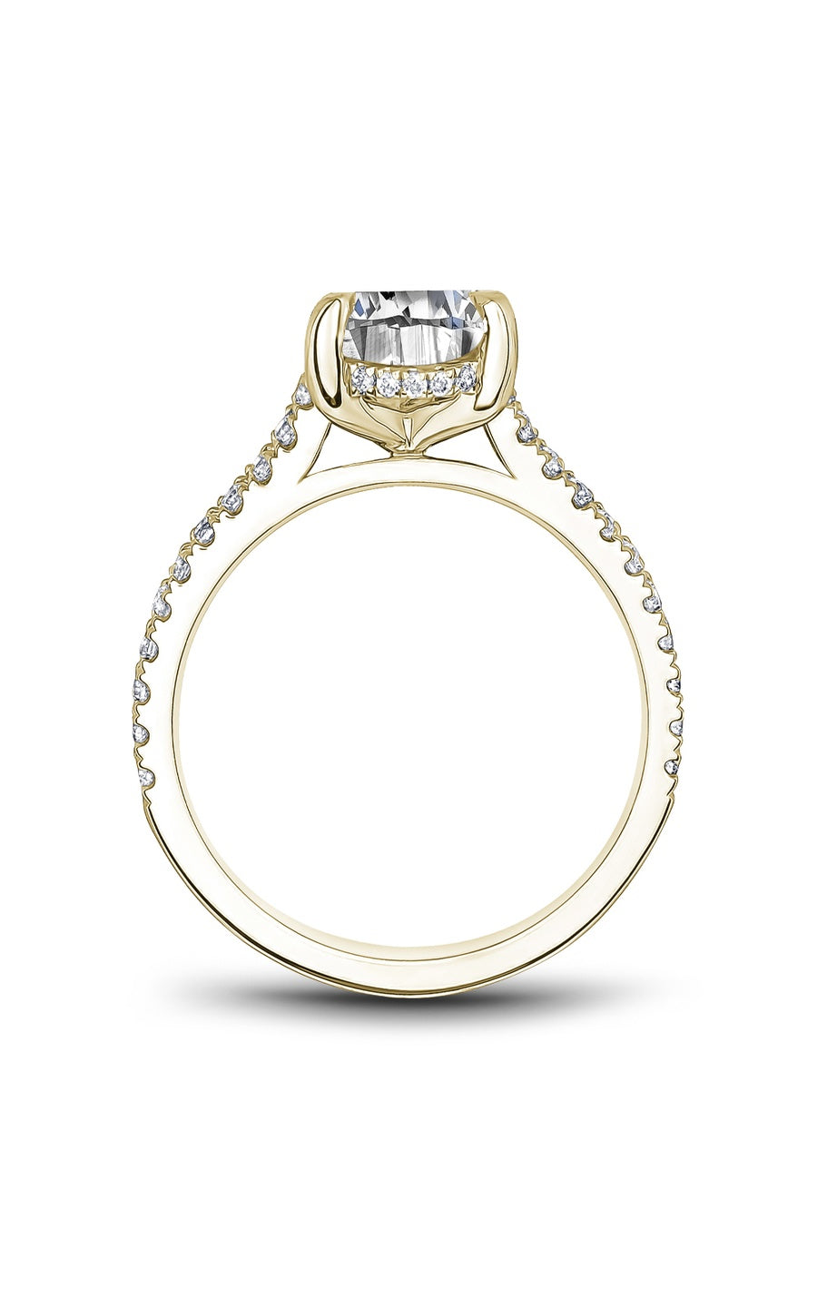 18K Yellow Gold Sidestone Oval Engagement Ring