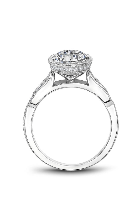 18K White Gold Sidestone Round Engagement Ring