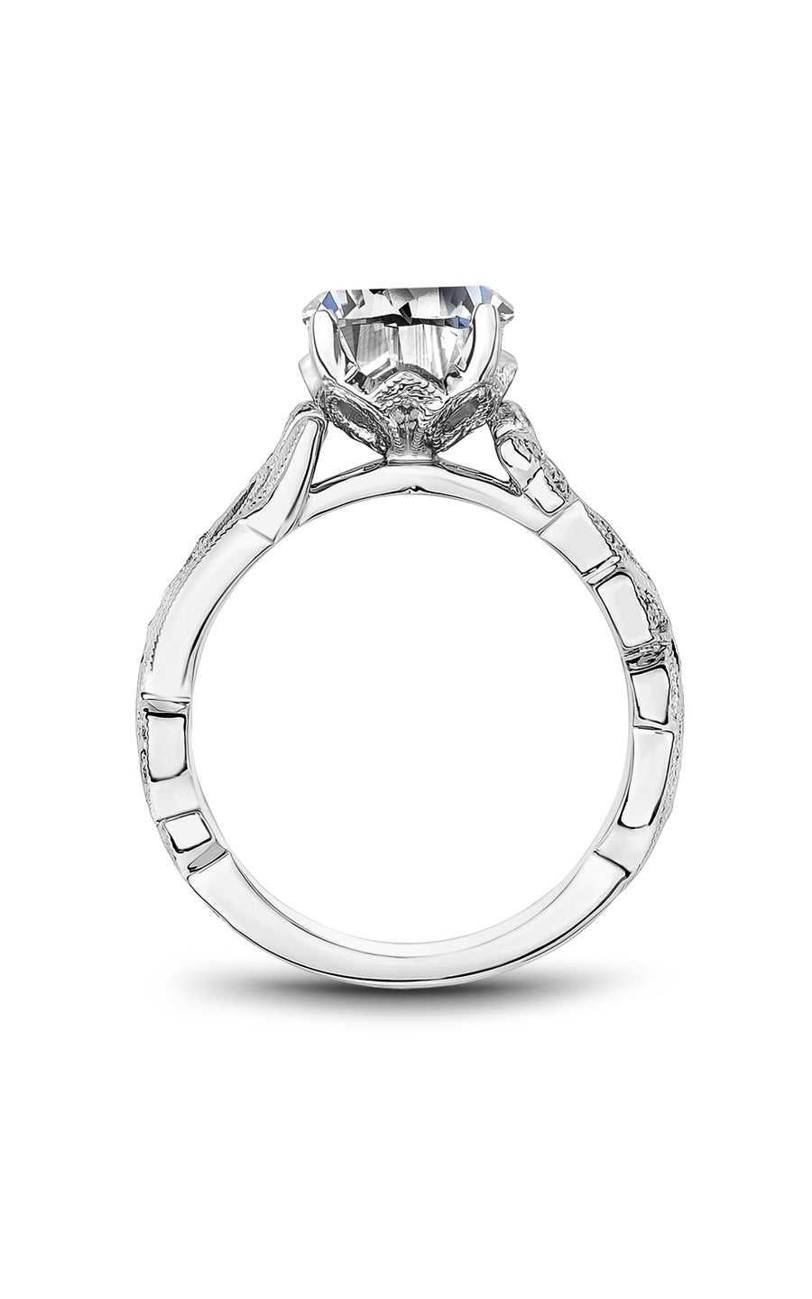 18K White Gold Sidestone Round Engagement Ring