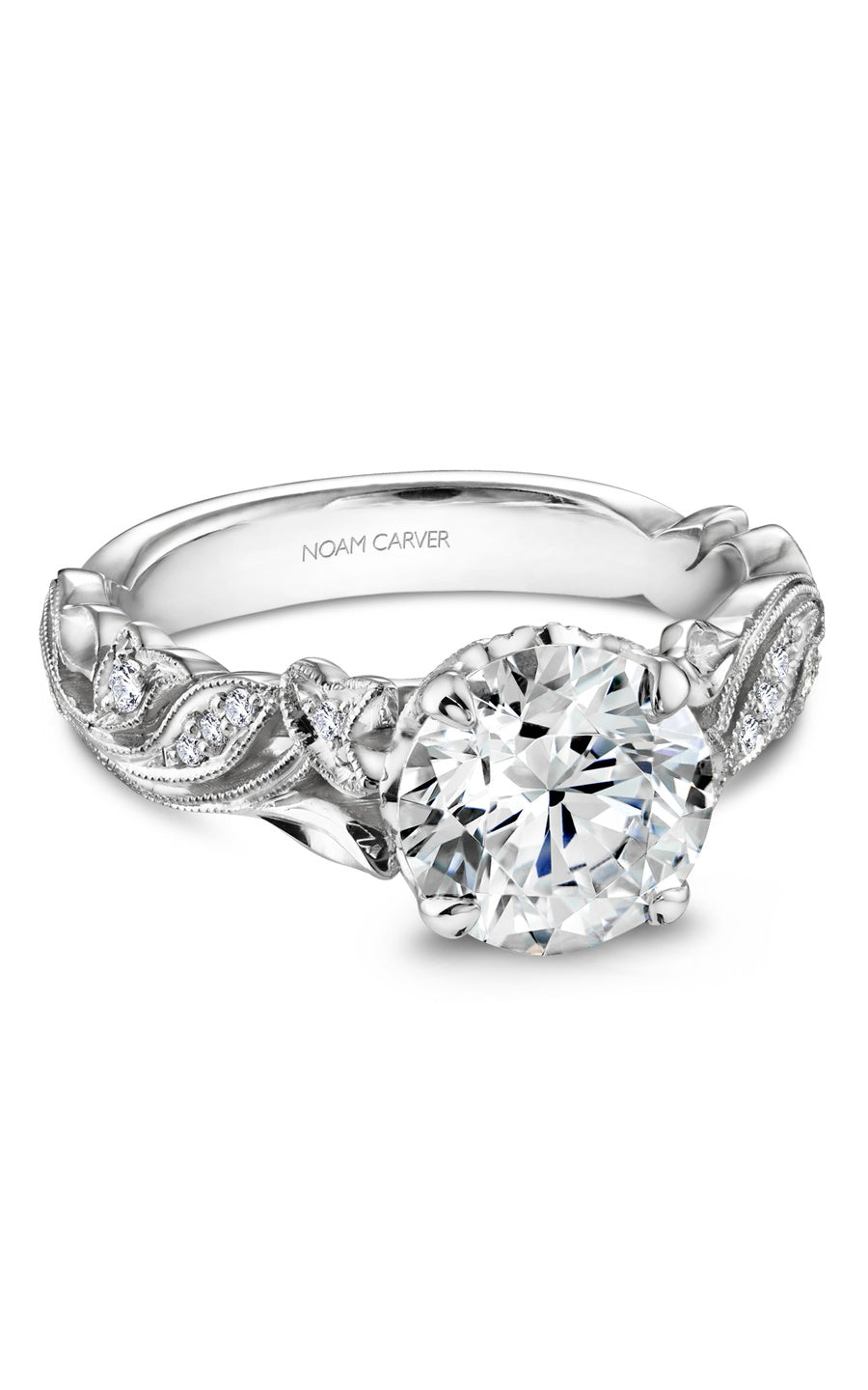 Platinum Sidestone Round Engagement Ring