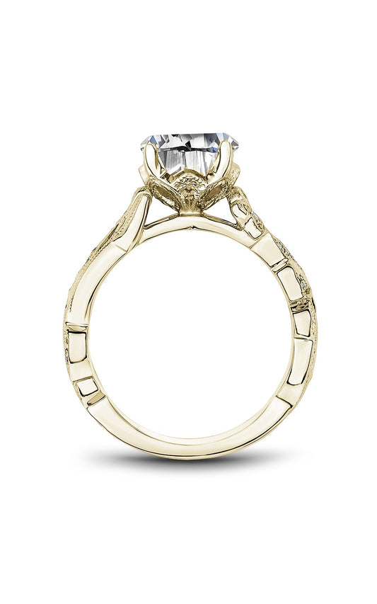 18K Yellow Gold Sidestone Round Engagement Ring