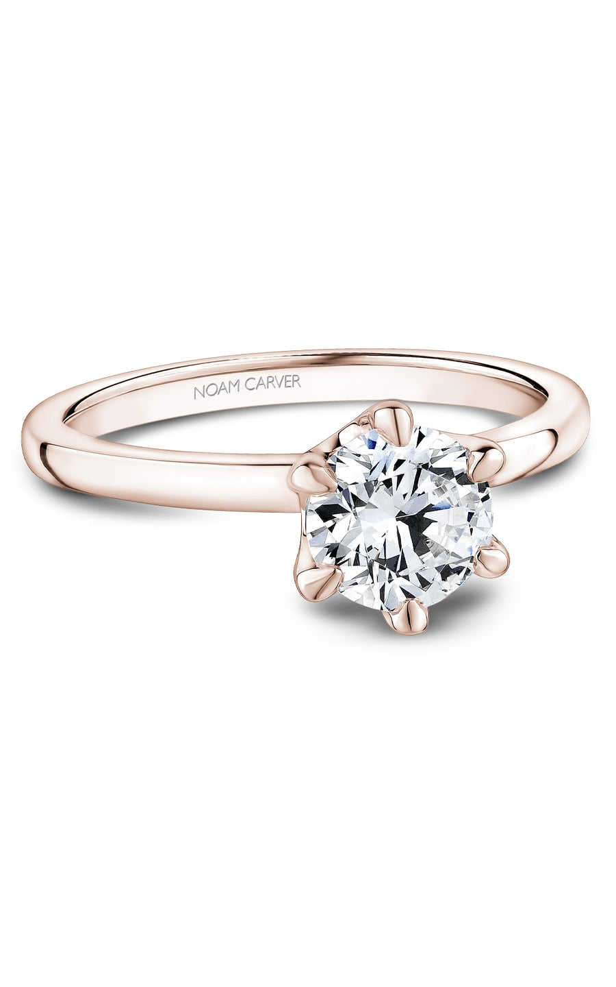 18K Rose Gold Solitaire Round Engagement Ring