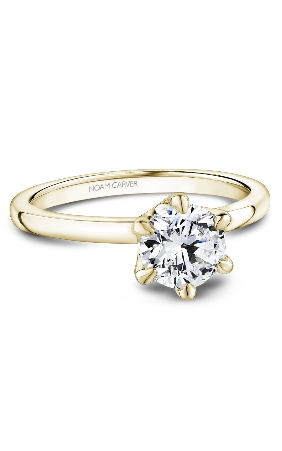 18K Yellow Gold Solitaire Round Engagement Ring