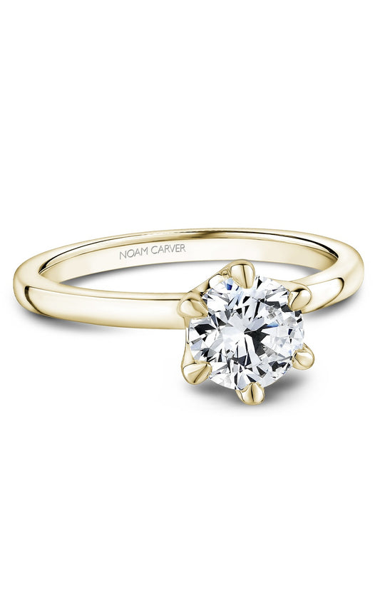 18K Yellow Gold Solitaire Round Engagement Ring