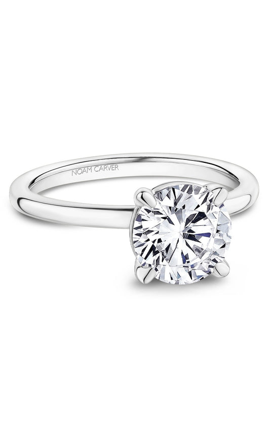 18K White Gold Solitaire Round Engagement Ring